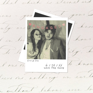 Cartão De Festividades Vintage Instant Photo Engagement Announcement Card