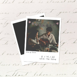 Cartão De Festividades Vintage Instant Photo Engagement Announcement Card