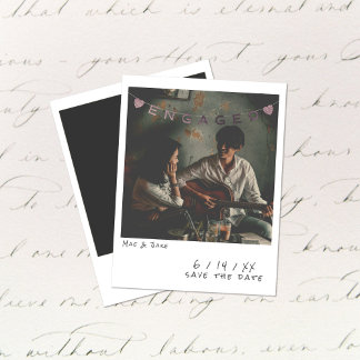 Cartão De Festividades Vintage Instant Photo Engagement Announcement Card