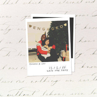 Cartão De Festividades Vintage Instant Photo Engagement Announcement Card