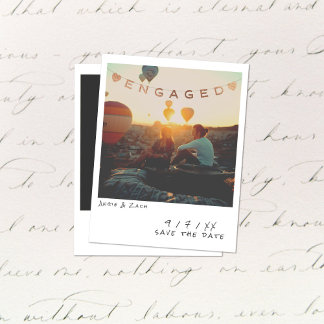 Cartão De Festividades Vintage Instant Photo Engagement Announcement Card