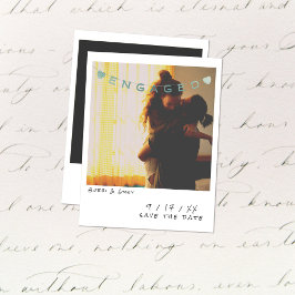 Cartão De Festividades Vintage Instant Photo Engagement Announcement Card