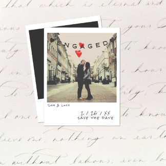 Cartão De Festividades Vintage Instant Photo Engagement Announcement Card