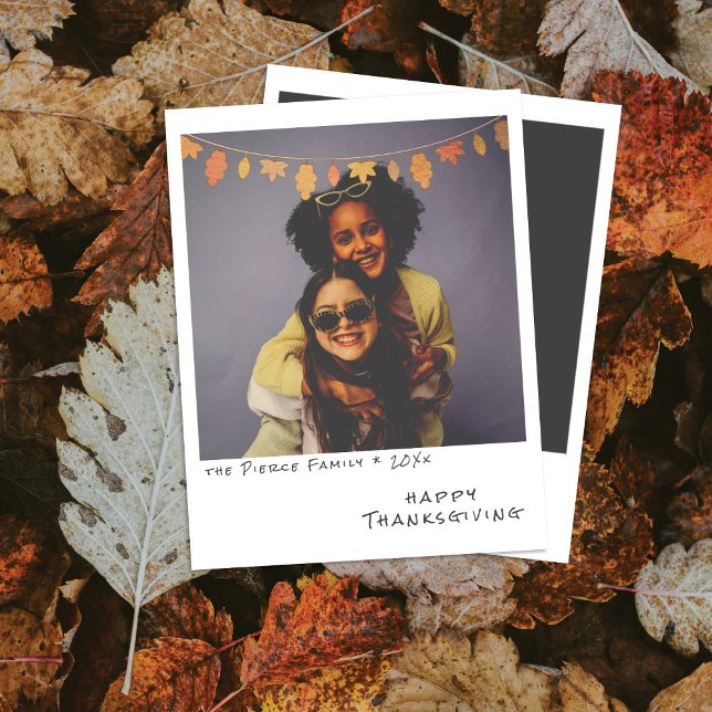 Cartão De Festividades Vintage Instant Photo - Fall Deixa Garland Autumn (Criador carregado)