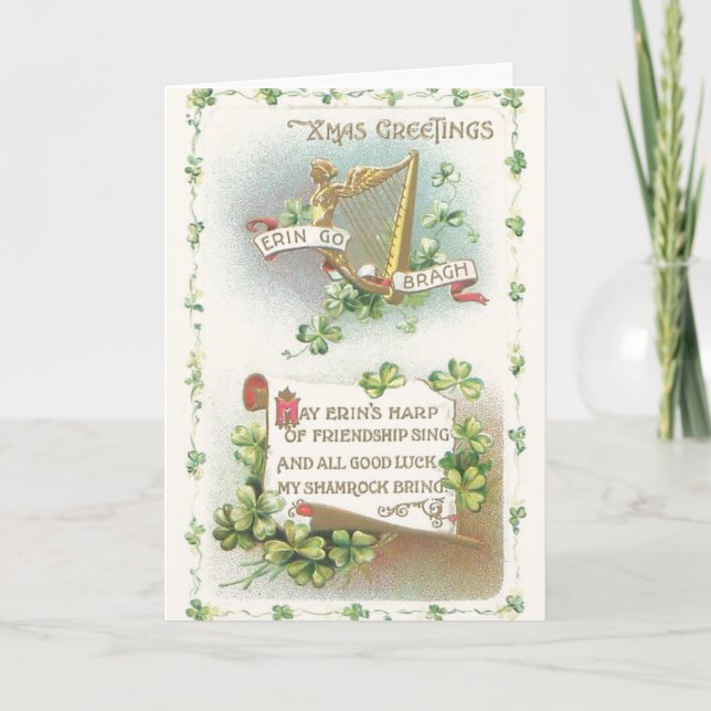 Cartão De Festividades Vintage Irish Christmas Greeting Card (Frente)