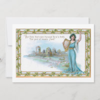Vintage Irish Lady com a fronteira Harp & Shamrock
