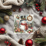 Cartão De Festividades Vintage Jingle Bells & Christmas Snowman<br><div class="desc">Toque no espírito de Natal com nosso adorável cartão de feriado plano com vintage jingle bells e um animado boneco de neve de Natal! Este charmoso design captura perfeitamente a alegria da estação, fazer-o como ideal para enviar desejos calorosos à família e aos amigos. A combinação deliciosa de sinos festivos...</div>
