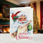 Cartão De Festividades Vintage Jolly Santa Claus, personalização mágica d<br><div class="desc">Vintage Jolly Santa Claus Cartão de Férias Mágicas de Natal</div>