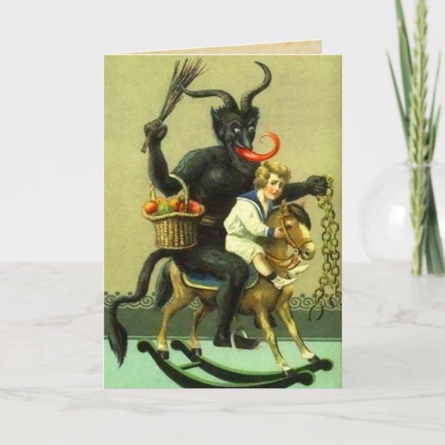 Cartão De Festividades Vintage Krampus Card (Frente)