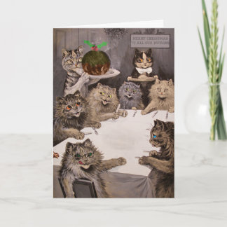 Cartão De Festividades Vintage Louis Wain Cats Christmas Party Card