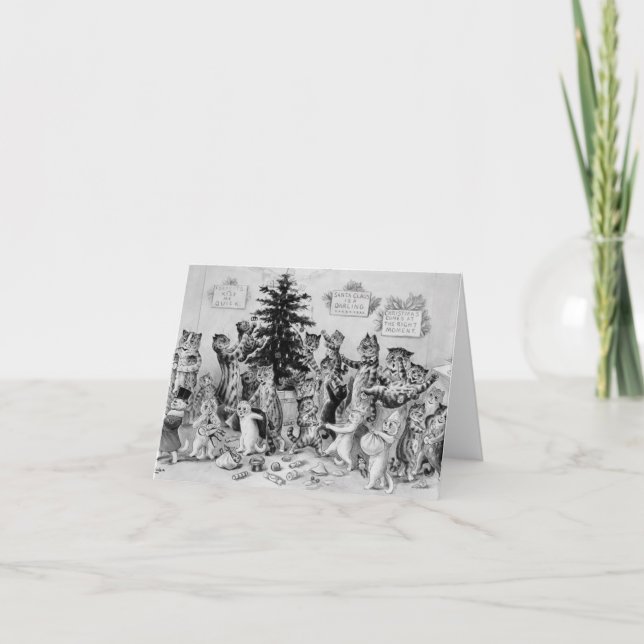 Cartão De Festividades Vintage louis wain natmas (Frente)