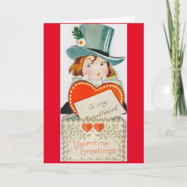 Cartão De Festividades Vintage Mad Hatter Valentine (Frente)