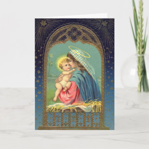 Cartão De Festividades Vintage Madonna & Child
