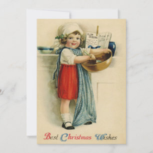 Cartão De Festividades Vintage Melhor Natal Deseja Feriado de Menina