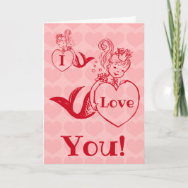 Cartão De Festividades Vintage mermaid Valentines day