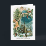 Cartão De Festividades Vintage Merry Christmas Card - Angels<br><div class="desc">Vintage Christmas and New Years Greeting. Old Fashion Christmas Cards. Christmas Greetings for the people you love. Feel free to change the words inside to reflect your own special personality.</div>