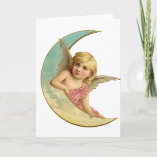 Cartão De Festividades Vintage Moon Angel