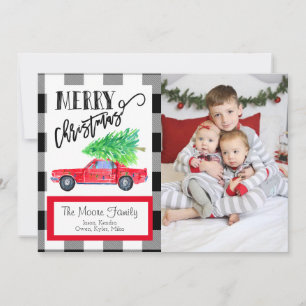 Cartão De Festividades Vintage Mustang Christmas Photo Card
