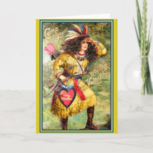 Cartão De Festividades Vintage Native American Valentine