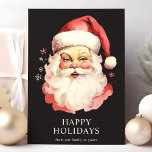 Cartão De Festividades Vintage Negra Watercolor Papai Noel Natal<br><div class="desc">Mande cumprimentos festivos com o nosso Cartão de Natal de Natal da Black Vintage Watercolor Santa Claus! Esta carta encantadora apresenta uma ilustração nostálgica de aquarela de Papai Noel em um fundo vibrante, adornada com flocos de neve delicados. Perfeito por espalhar alegria de férias, este cartão captura o espírito eterno...</div>