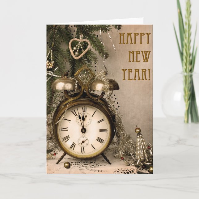 Cartão De Festividades Vintage New Year (Frente)