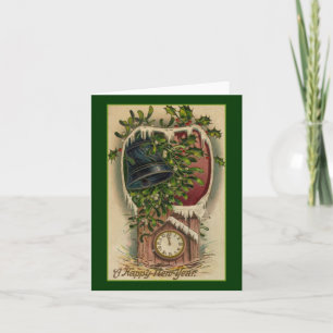Cartão De Festividades Vintage New Year's Note Card