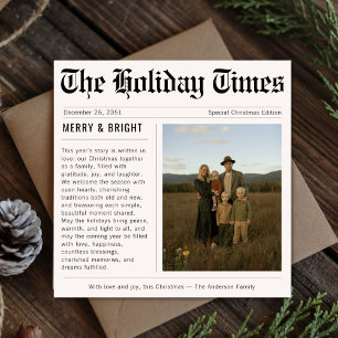 Cartão De Festividades Vintage Newpaper Feliz & Bright Family Photo