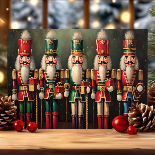 Cartão De Festividades Vintage Nutcracker Soldiers Clássico Natal (Criador carregado)