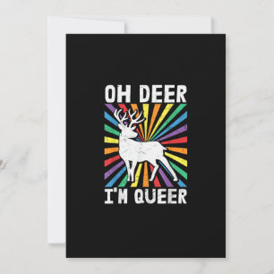 Cartão De Festividades Vintage Oh Deer Estou Queer Orgulho LGBT Gay Lésbi