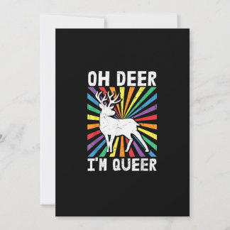 Cartão De Festividades Vintage Oh Deer Estou Queer Orgulho LGBT Gay Lésbi
