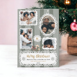 Cartão De Festividades Vintage ornamentado frames Família de Natal 5 foto