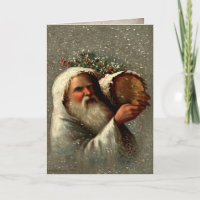 Vintage Padre Natal em Neve com Yule Log