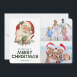 Cartão De Festividades Vintage Papais noeis Foto Feliz Saudação de Natal<br><div class="desc">Vintage guiando Papai Noel em um design de cartão de saudação de Natal com duas fotos do ano. Personalize este cartão de feriado carregando duas das suas fotos em forma de retângulo (ou recorte para retângulo antes de carregar) e seus nomes. A saudação do cartão diz: "Queremos um Feliz Natal...</div>