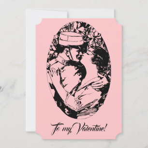 Cartão De Festividades Vintage Para o meu soldado Namorados, mulher rosa-