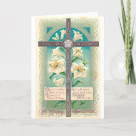 Cartão De Festividades Vintage Páscoa Cross With Poem Card