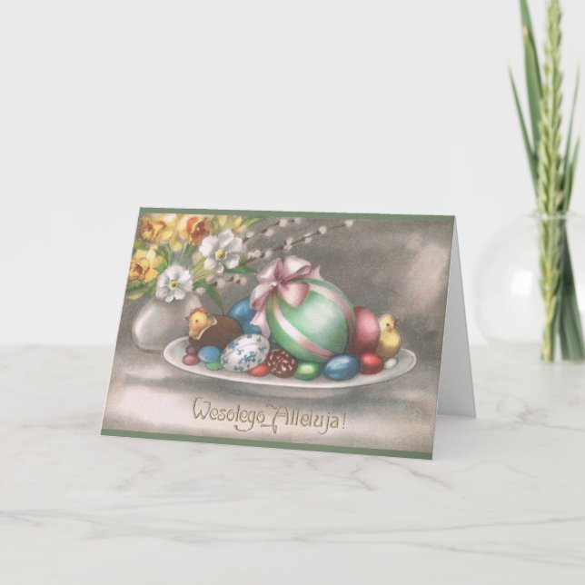 Cartão De Festividades Vintage Páscoa Polonesa (Frente)