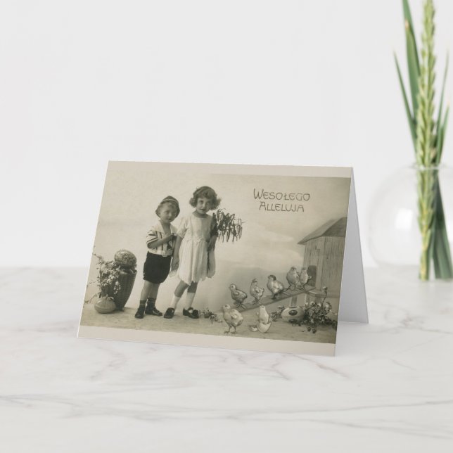 Cartão De Festividades Vintage Páscoa Polonesa (Frente)