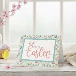Cartão De Festividades Vintage Pastel Ovos de Páscoa Felz pascoa Ouvidos 