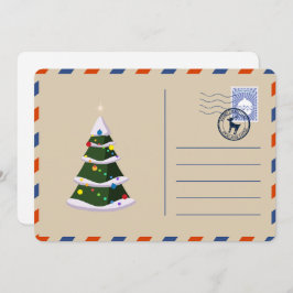 Cartão De Festividades Vintage Personalizada Retro Árvore de NatalSaudaçã