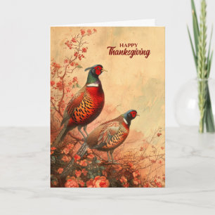 Cartão De Festividades Vintage Pheasants no outono