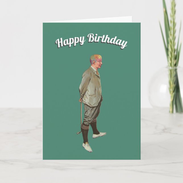 Cartão De Festividades Vintage Phrenology Head Golfer Birthday (Frente)