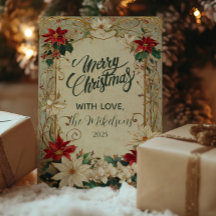 Vintage Poinsettia e Holly Christmas