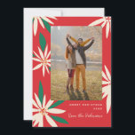 Cartão De Festividades Vintage Poinsettias Foto de Natal Vertical<br><div class="desc">Personalize com sua saudação ou mensagem para a época de feriados. Quadro original de Becky Nimoy. Adicione uma foto atrás ou uma mensagem. O padrão pode ser removido se desejar</div>
