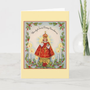 Cartão De Festividades Vintage Polish Infant of Prague Christmas Card