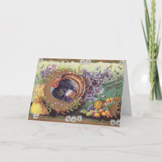 Cartão De Festividades Vintage proud turkey celebrating the big day!