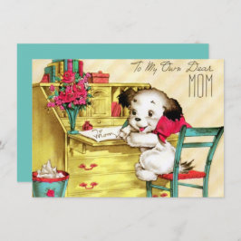 Cartão De Festividades Vintage Puppy Para O Feliz dia de as mães Da Mãe