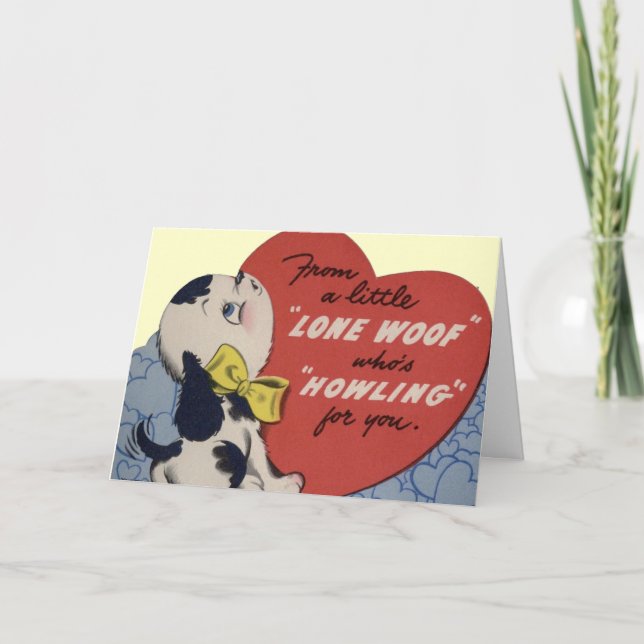 Cartão De Festividades Vintage Puppy Valentine Card (Frente)