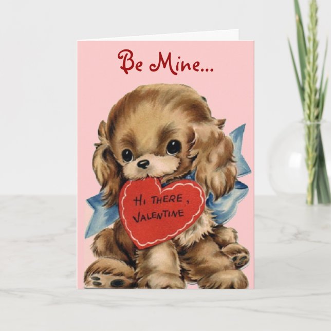 Cartão De Festividades Vintage Puppy Valentine Card (Frente)