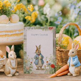 Cartão De Festividades Vintage Rabbit Garden Easter