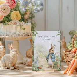 Cartão De Festividades Vintage Rabbit Garden Happy Birthday